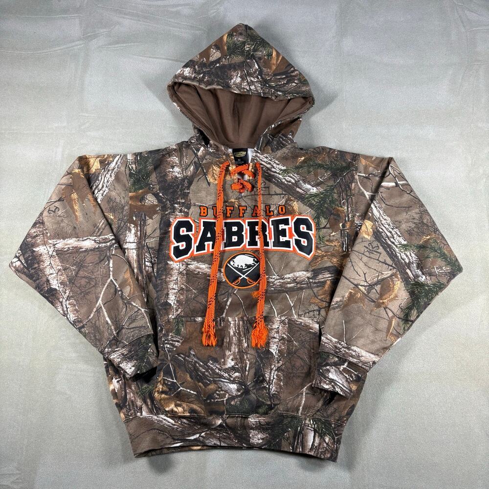 Buffalo Sabres Realtree Camo Lace‎ Up Hoodie NHL Pullover Mens Small S